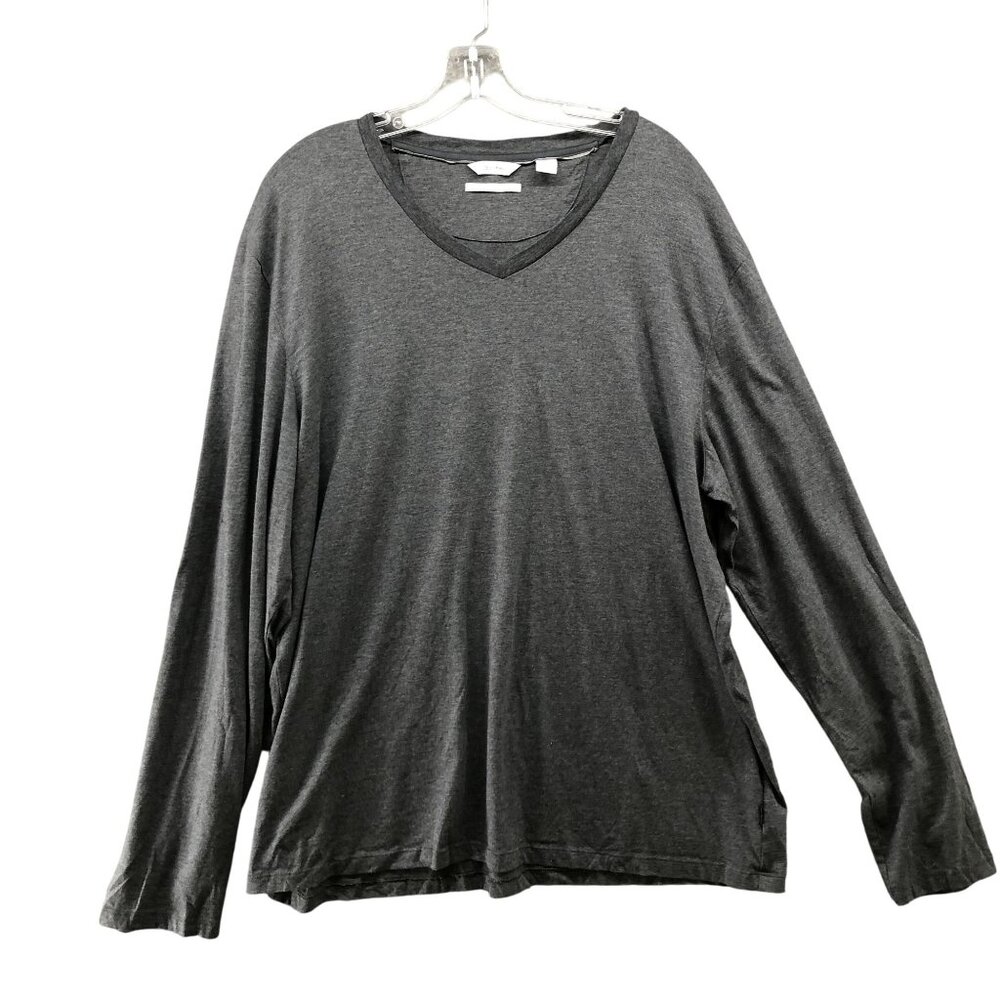 Calvin Klein Liquid Touch Long Sleeve T Shirt Mens XXL‎ Gray V-Neck Cotton